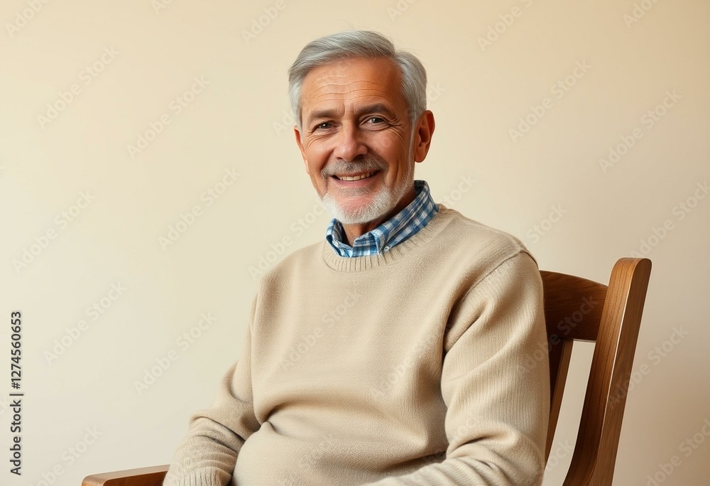 Wall mural Natural light portrait of a 65-year-old male with a gentle smile