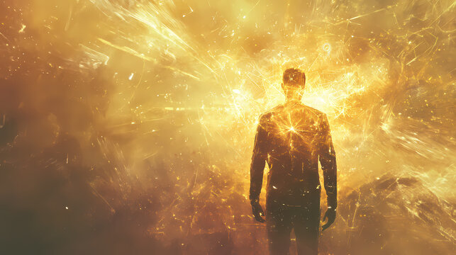 Quantum disarray a metaphysical of form function and the captivating visuals of retrofuturistic. Luminous Metaphysical Energy. Illustration