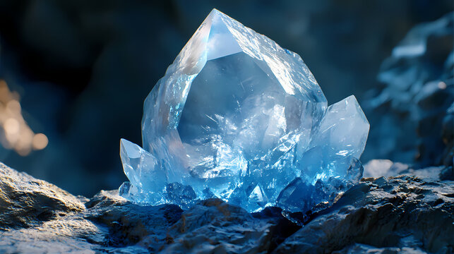Radiant celestite crystal: captivating portrait of polished gem - Luminous Metaphysical Energy. Illustration