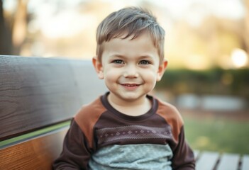 Serene outdoor portrait of a happy overweighted boy