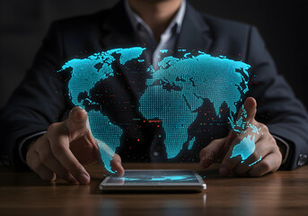 Abstract representation of economic policy impacting global trade routes, concept of international economic relations
