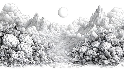 Monochrome landscape surreal vegetable composition high resolution hd photo