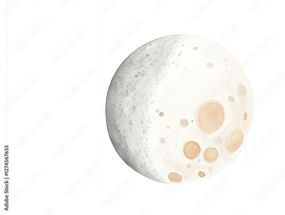Poster softly illuminated moon with textured surface and subtle color v