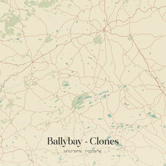 Obraz premium Vintage map of Ballybay - Clones, Ireland.
