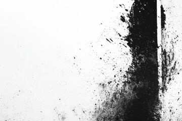 Artwork showcases dynamic black splashes on white canvas, creating an energetic contrast and depth