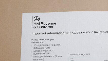 Fototapeta premium Tax Return Information: Key identifiers and requirements to include on tax returns, such as UTR, National Insurance number, and employer reference.