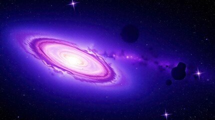 Stunning Purple Galaxy Space Wallpaper with Asteroids