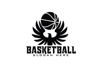 phoenix Bird holding basketball logo icon illustration vector on white background