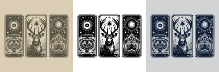 deer vector playing card tattoo design