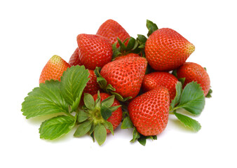 Fresh red ripe strawberry isolated on white, macro image