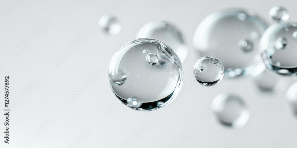 Poster delicate transparent spheres float gracefully in soft light, evoking a sense of tranquility and ligh