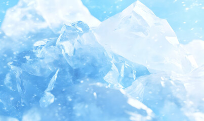 Obraz premium Close-up of ice crystals, abstract frozen texture, soft blue tones. Potential use Background for a winter theme, beverage advertisement, cold concept design