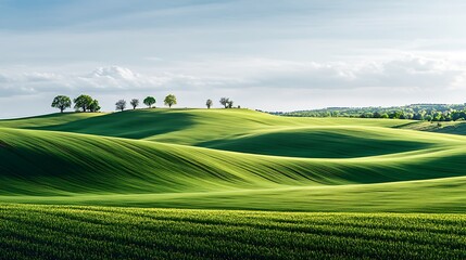 Obraz premium Rolling Green Hills Under a Cloudy Sky