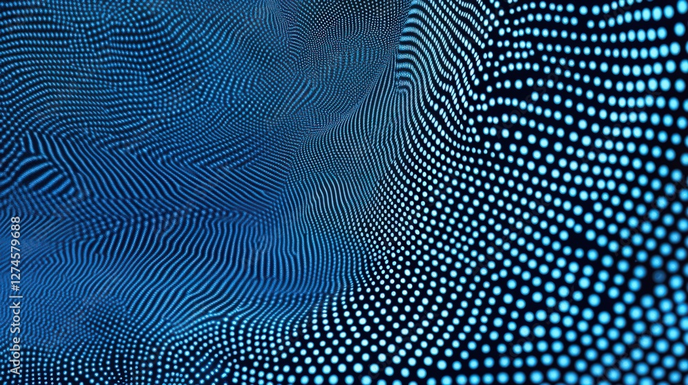 Poster abstract digital wave background with glowing blue dot pattern texture
