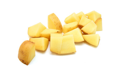 A new russet potato on white