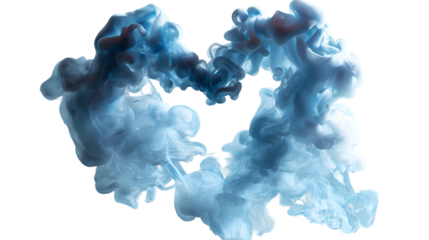 Blue Ink Swirls Underwater Abstract Design, Aqua Fluid Background for Ocean Themes, isolated on transparent background.