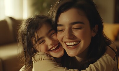 "Cozy Family Bonding: Embracing Love and Warmth in a Beautiful Home Setting"