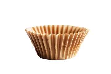 Decorative brown cupcake liner on a white background perfect for baking sweet treats isolated on transparent background