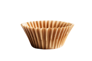 Decorative brown cupcake liner on a white background perfect for baking sweet treats isolated on transparent background