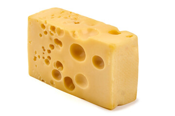 Maasdam cheese, isolated on white background.