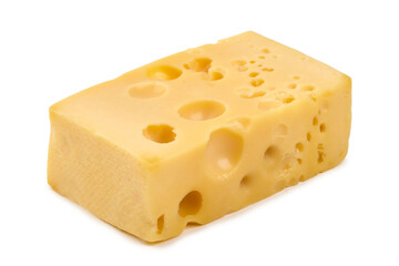 Maasdam cheese, isolated on white background.