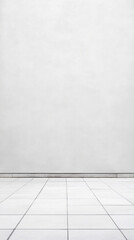 Fototapeta premium Minimalist light gray backdrop with tile floor for design and decoration