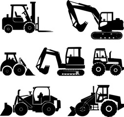 Silhouette Collection of Construction Vehicles