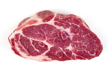 Fototapeta premium Chilled Pork Shoulder steaks Isolated on White Background.