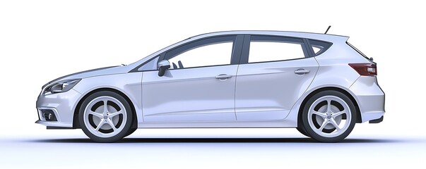 A 3D illustration of a generic silver hatchback, rendered with precision on a white background.