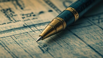 Close-up of a vintage pen resting on an aged document, showcasing intricate details and a sense of history.