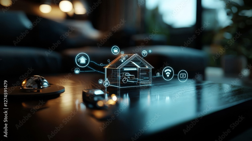 Aufkleber a 3d rendering of a smart home control panel, showcasing iot and cutting-edge futuristic technologie