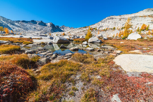 Surreal Alpine Landscape In Fall Color