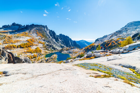 Rugged Alpine Landscape With Larches