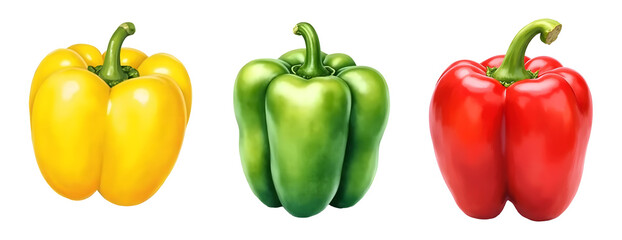 colorful  bell pepper watercolor isolated on white background 