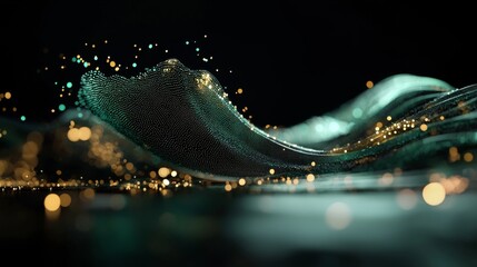 A futuristic sci-fi user interface concept with gradient is set against a digital technology background, complete with abstract connections, and represents big data, stock, music hud, blockchain, and