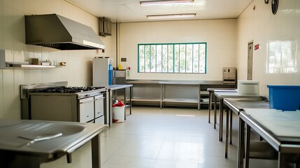 Clean Commercial Kitchen Ready For Food Preparation