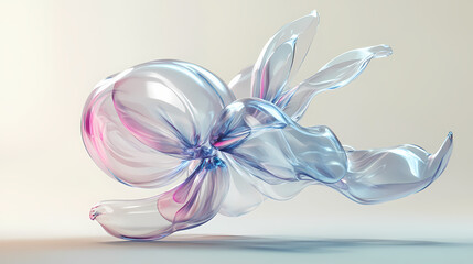 A surreal balloon animal sculpture made from translucent material, floating against a neutral backdrop, generative ai. Surreal Translucent Creatures. Illustration