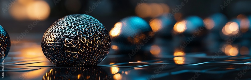 Poster a 3d illustration depicts high-tech technology and a global digital network, incorporating a hud pan