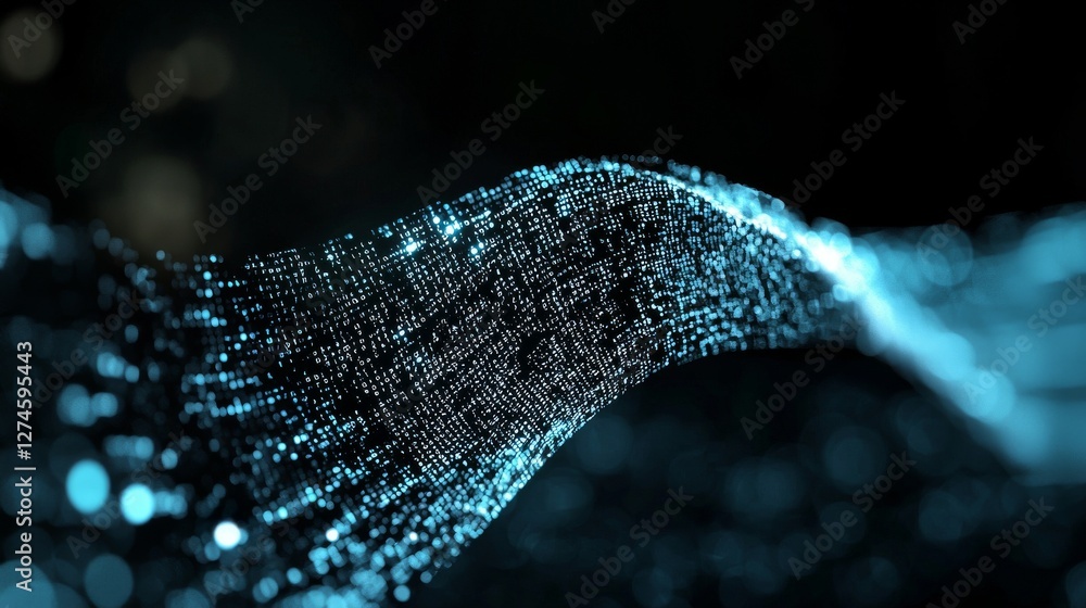 Poster the background is a futuristic representation of abstract technology, incorporating big data and dig