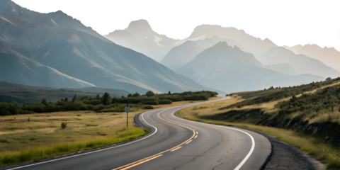 Scenic winding road through mountain landscape