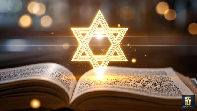 Creator's Breath Star of David with Golden Aura Over Ancient Text