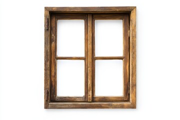 Wooden window frame isolated on white background