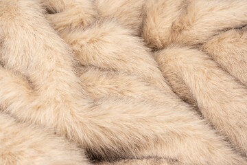 Texture of faux fur as a background, top view.
