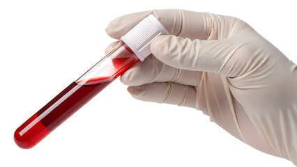 Medic carefully handles blood sample