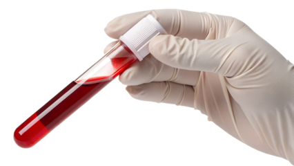 Medic carefully handles blood sample