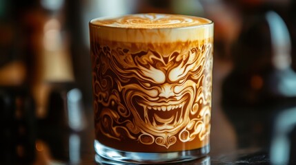 This close-up captures the velvety texture of Vietnamese coconut coffee, a perfect balance of strong espresso and smooth