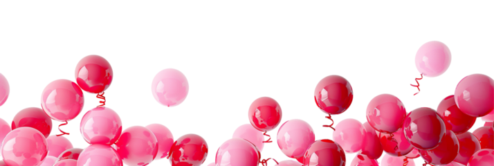 Pink balloons bunch on floor transparent PNG, isolated background cutout. Background copy space, balloon, festive, celebration, party, birthday graphic element