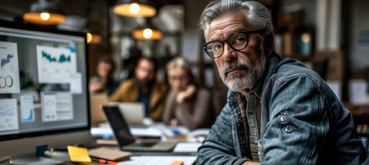 Innovative team collaboration  presenting ideas with visual data in a modern conference setting