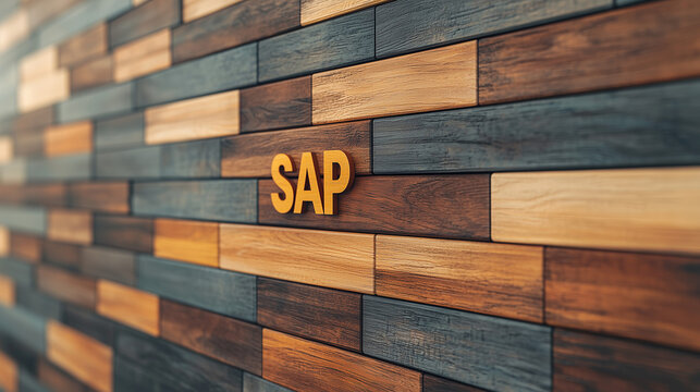 Texto SAP sobre una superficie de madera