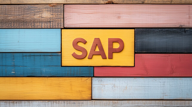 Texto SAP sobre una superficie de madera